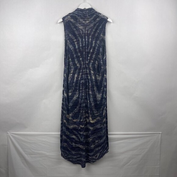 Chicos Blue Knitted Waterfall Duster Vest Size 2 Sleeveless Open Front - Picture 6 of 12